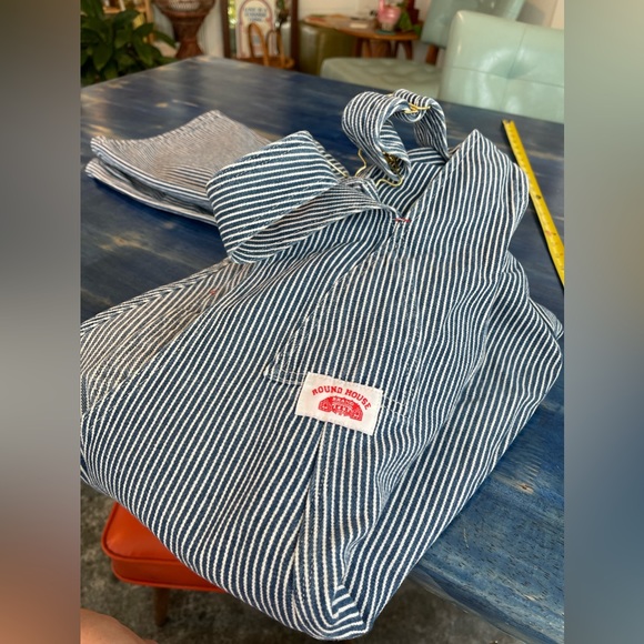 Vintage Round House Striped Denim Overalls 34x30 💙💙💙💙💙 - Picture 10 of 12